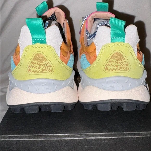 NWT Flower Mountain YAMANO 3 Yellow Light Lime Pink Suede Trainers - Picture 12 of 16